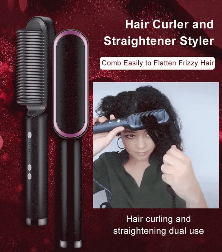2 in 1 Hair Straightener Brush and Styling Comb