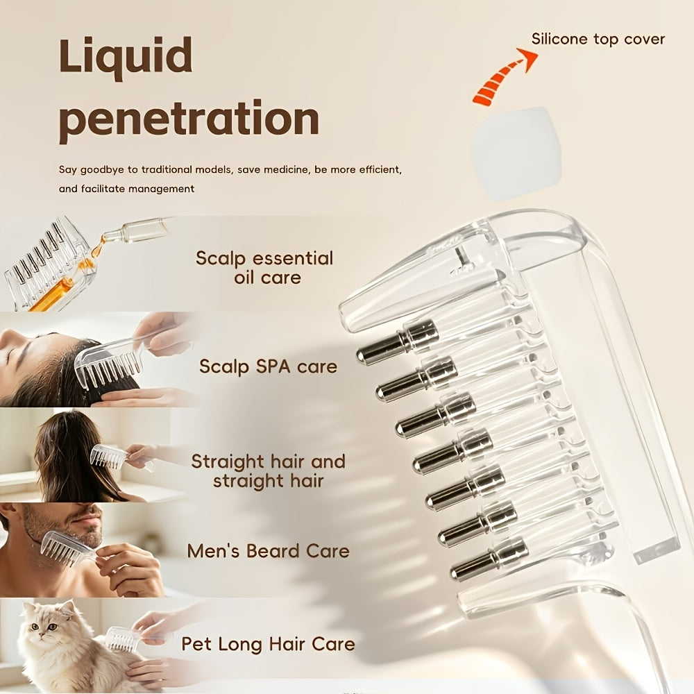 Hair oil applicator comb size shown as 15 cm by 4 cm