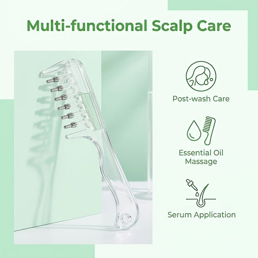 Transparent refillable hair oil applicator comb with removable cover and dropper