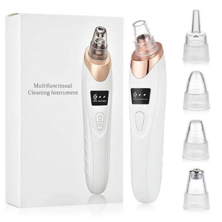 White and rose-gold blackhead remover machine with packaging and attachments