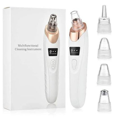White and rose-gold blackhead remover machine with packaging and attachments