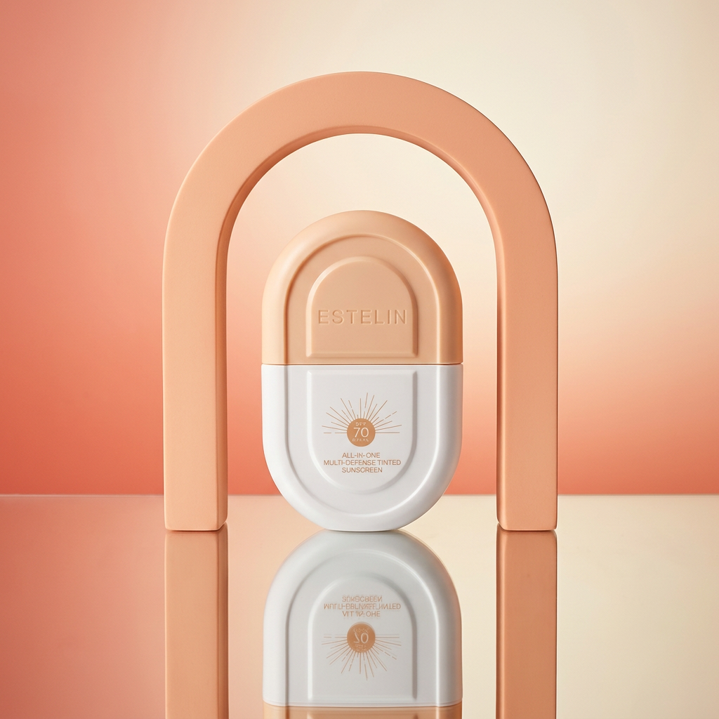 Sunscreen with peach arch and mirrored reflection